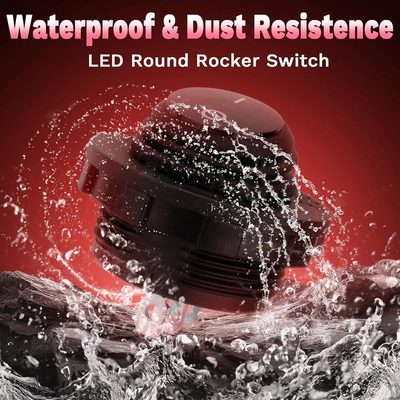 BFXM Round Rocker Switch, 12V Toggle Switch, Waterproof Lighted LED On/Off Switch for Car, Marine Toggle Switch, Automotive Power Switch, SPST 3 Pin - Image 3